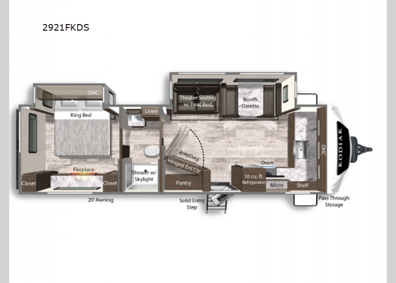 Floorplan - 2025 Kodiak Ultimate 2921FKDS Travel Trailer