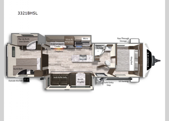 Floorplan - 2025 Kodiak Ultimate 3321BHSL Travel Trailer