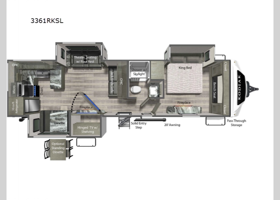 Floorplan - 2025 Kodiak Ultimate 3361RKSL Travel Trailer