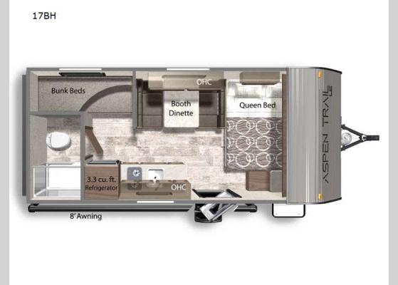 Floorplan - 2025 Aspen Trail Mini 17BH Travel Trailer