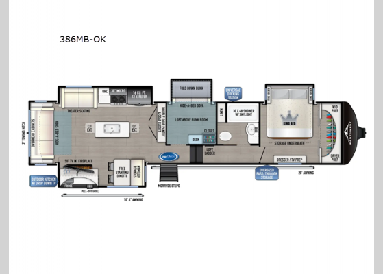 Floorplan - 2025 Tandara 386MB-OK Fifth Wheel