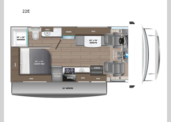 Floorplan - 2025 Redhawk SE 22E Motor Home Class C