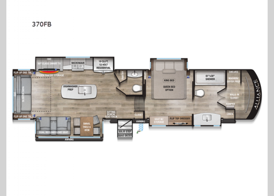 Floorplan - 2025 Paradigm 370FB Fifth Wheel