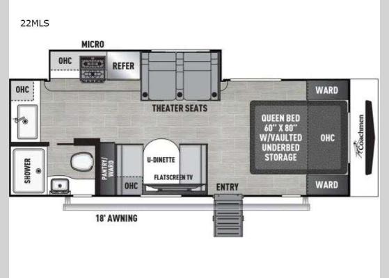 Floorplan - 2025 Freedom Express Ultra Lite 22MLS Travel Trailer