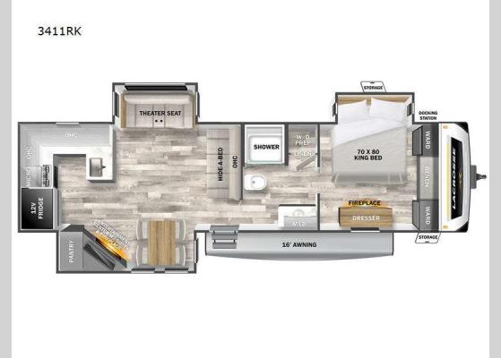 Floorplan - 2025 LaCrosse 3411RK Travel Trailer