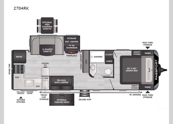 Floorplan - 2024 Passport GT 2704RK Travel Trailer