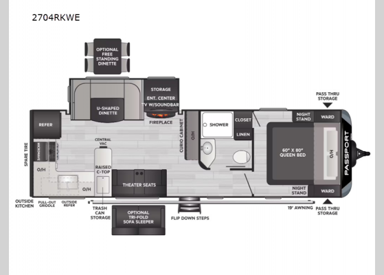 Floorplan - 2024 Passport GT 2704RKWE Travel Trailer