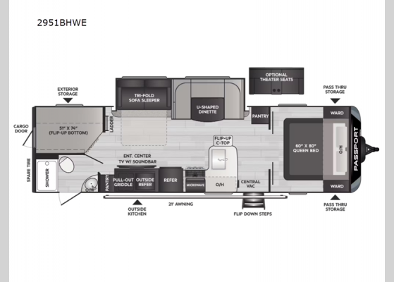 Floorplan - 2024 Passport GT 2951BHWE Travel Trailer