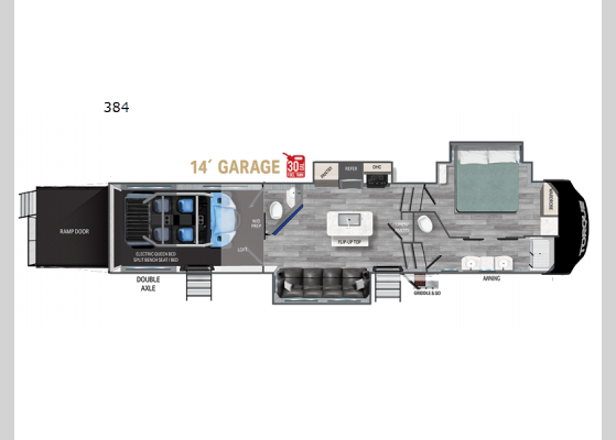 Floorplan - 2024 Torque 384 Toy Hauler Fifth Wheel