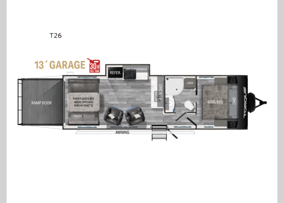 Floorplan - 2024 Torque T26 Toy Hauler Travel Trailer