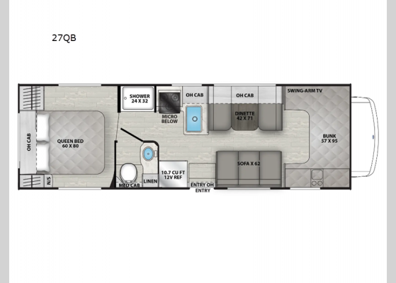 Floorplan - 2025 Freelander 27QB Ford 350 Motor Home Class C