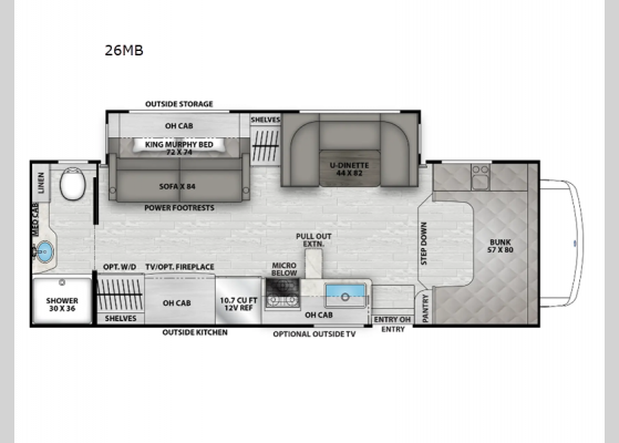 Floorplan - 2025 Freelander 26MB Motor Home Class C