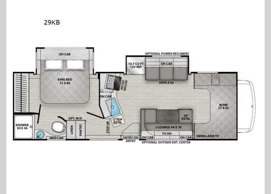 Floorplan - 2025 Freelander 29KB Motor Home Class C