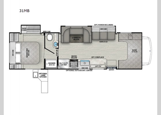 Floorplan - 2025 Freelander 31MB Motor Home Class C