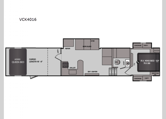 Floorplan - 2025 Vortex VCK4016 Toy Hauler Fifth Wheel