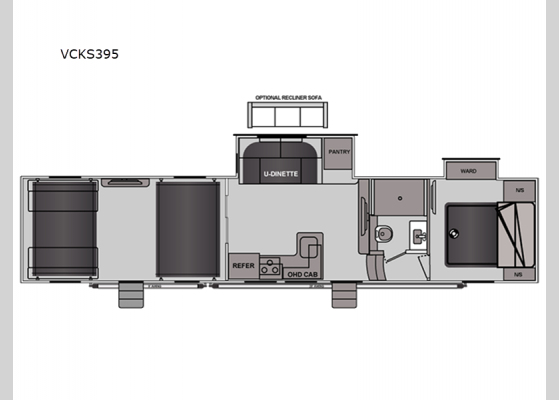 Floorplan - 2025 Vortex VCKS395 Toy Hauler Fifth Wheel