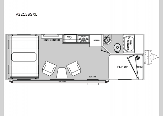 Floorplan - 2025 Vortex V2215SSXL Toy Hauler Travel Trailer