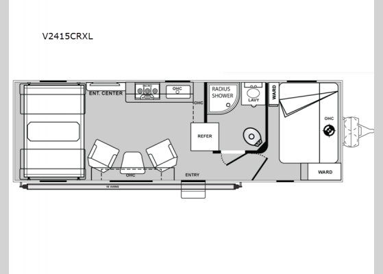 Floorplan - 2025 Vortex V2415CRXL Toy Hauler Travel Trailer