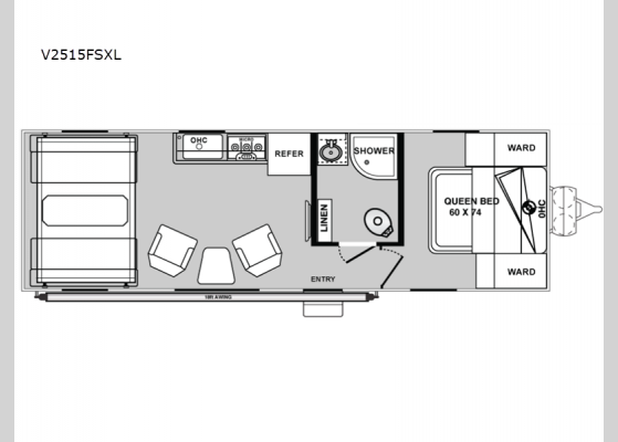 Floorplan - 2025 Vortex V2515FSXL Toy Hauler Travel Trailer