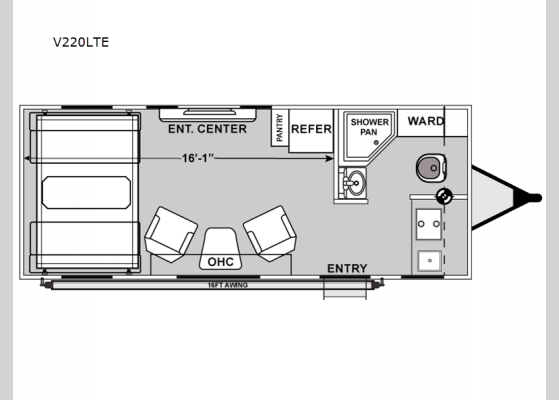 Floorplan - 2025 Vortex V220LTE Toy Hauler Travel Trailer