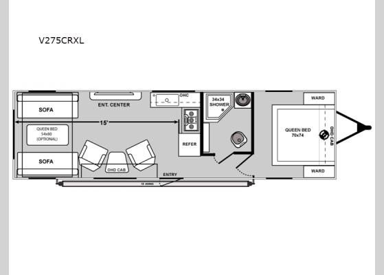 Floorplan - 2025 Vortex V275CRXL Toy Hauler Travel Trailer