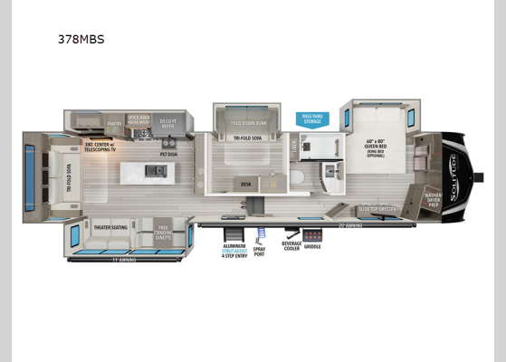 Floorplan - 2025 Solitude 378MBS Fifth Wheel