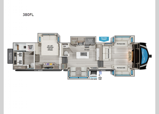 Floorplan - 2025 Solitude 380FL Fifth Wheel