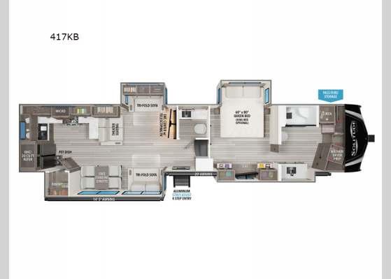 Floorplan - 2025 Solitude 417KB Fifth Wheel