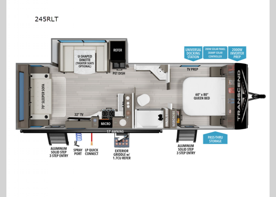 Floorplan - 2025 Transcend 245RLT Travel Trailer