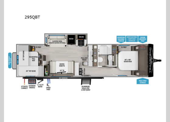 Floorplan - 2025 Transcend 295QBT Travel Trailer