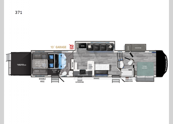 Floorplan - 2025 Torque 371 Toy Hauler Fifth Wheel