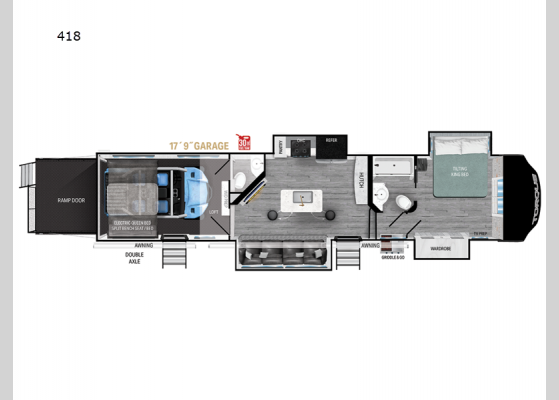 Floorplan - 2025 Torque 418 Toy Hauler Fifth Wheel