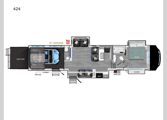 Floorplan - 2025 Torque 424 Toy Hauler Fifth Wheel