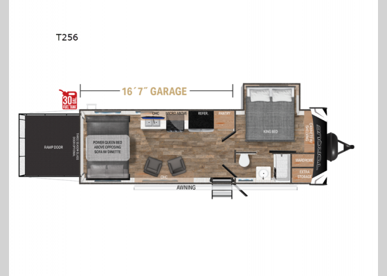 Floorplan - 2025 Torque T256 Toy Hauler Travel Trailer