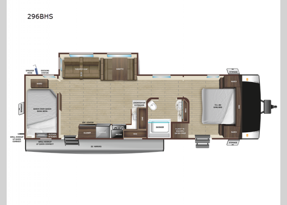 Floorplan - 2024 Open Range Light 296BHS Travel Trailer