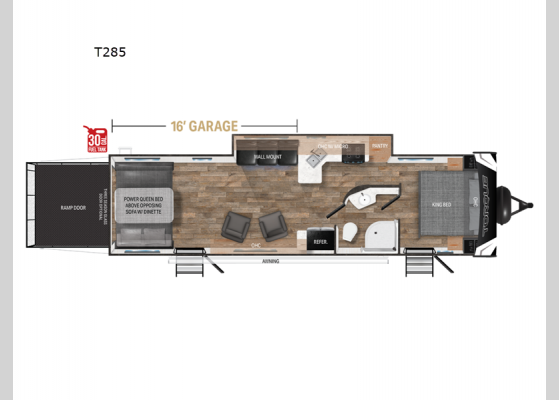 Floorplan - 2025 Torque T285 Toy Hauler Travel Trailer