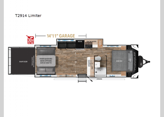 Floorplan - 2025 Torque T2914 Limiter Toy Hauler Travel Trailer