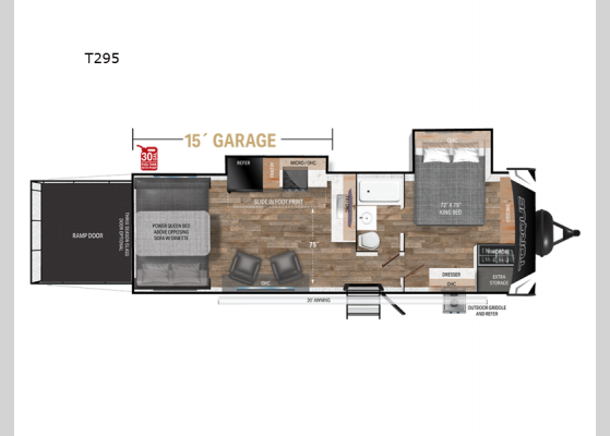 Floorplan - 2025 Torque T295 Toy Hauler Travel Trailer