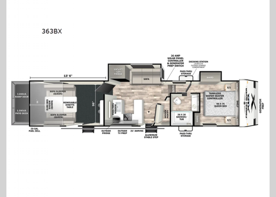 Floorplan - 2025 XLR Boost 363BX Toy Hauler Fifth Wheel