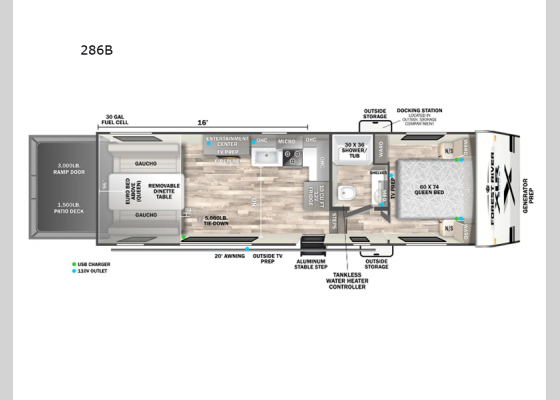 Floorplan - 2025 XLR Boost 286B Toy Hauler Fifth Wheel