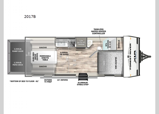 Floorplan - 2025 XLR Boost 2017B Toy Hauler Travel Trailer