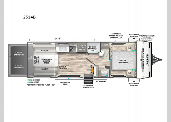 Floorplan - 2025 XLR Boost 2514B Toy Hauler Travel Trailer