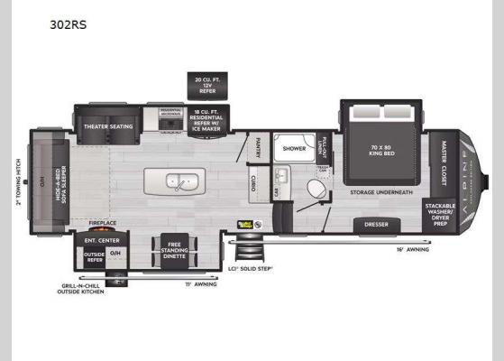 Floorplan - 2025 Alpine Avalanche Edition 302RS Fifth Wheel