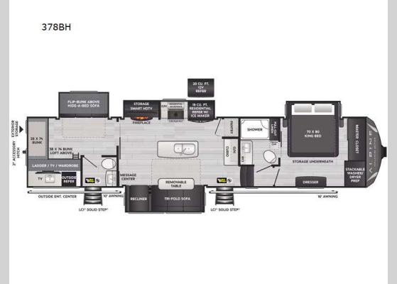 Floorplan - 2025 Alpine Avalanche Edition 378BH Fifth Wheel