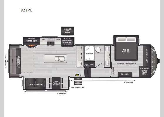 Floorplan - 2025 Alpine Avalanche Edition 321RL Fifth Wheel