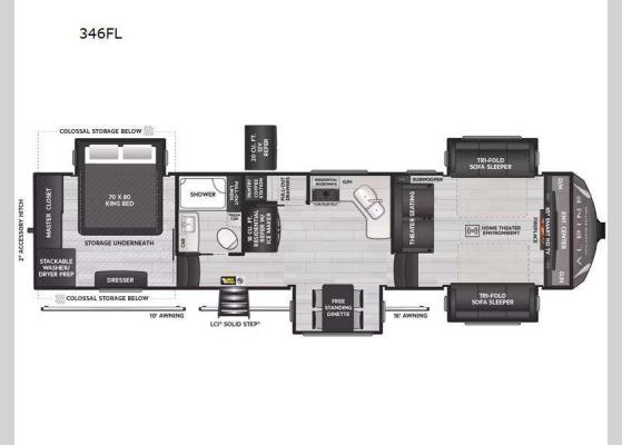 Floorplan - 2025 Alpine Avalanche Edition 346FL Fifth Wheel