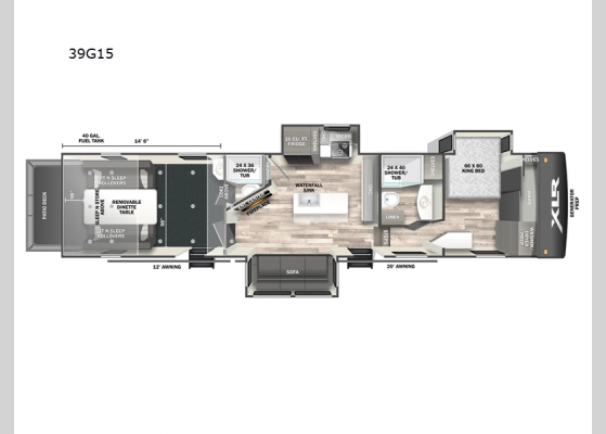 Floorplan - 2025 XLR Nitro 39G15 Toy Hauler Fifth Wheel