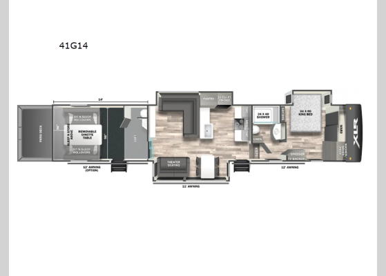 Floorplan - 2025 XLR Nitro 41G14 Toy Hauler Fifth Wheel