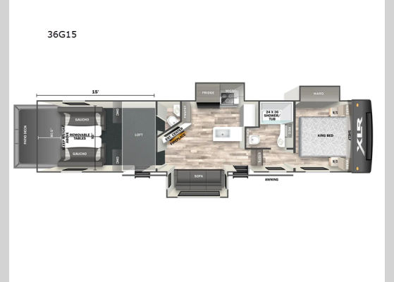 Floorplan - 2025 XLR Nitro 36G15 Toy Hauler Fifth Wheel