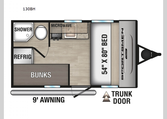 Floorplan - 2025 Sportsmen Classic 130BH Travel Trailer